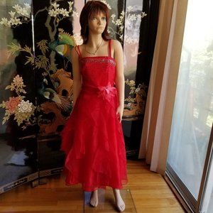 Cinderella Couture Size 12 Long Red Formal Dress